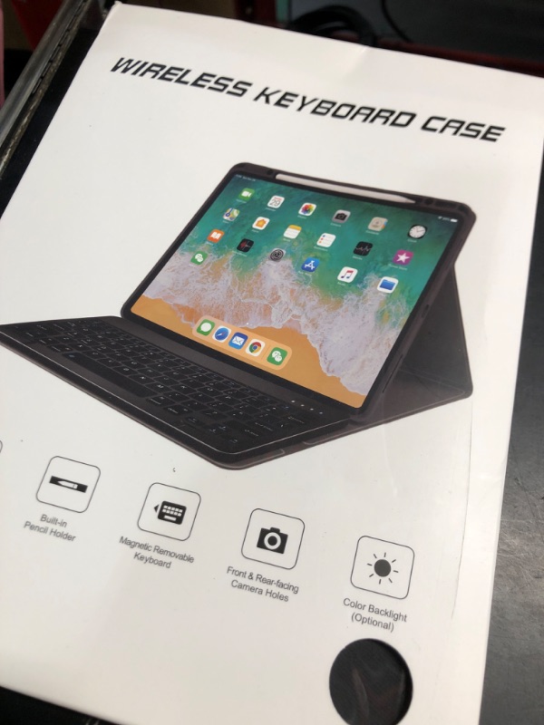 Photo 1 of Keyboard Case for iPad 9th/8th/7th Generation 10.2 inch 2021/2020/2019, iPad Pro 10.5-inch Case with Keyboard,iPad Air 3 2019, 7 Color Backlit Removable Bluetooth Wireless Keyboard Folio Case(Black)