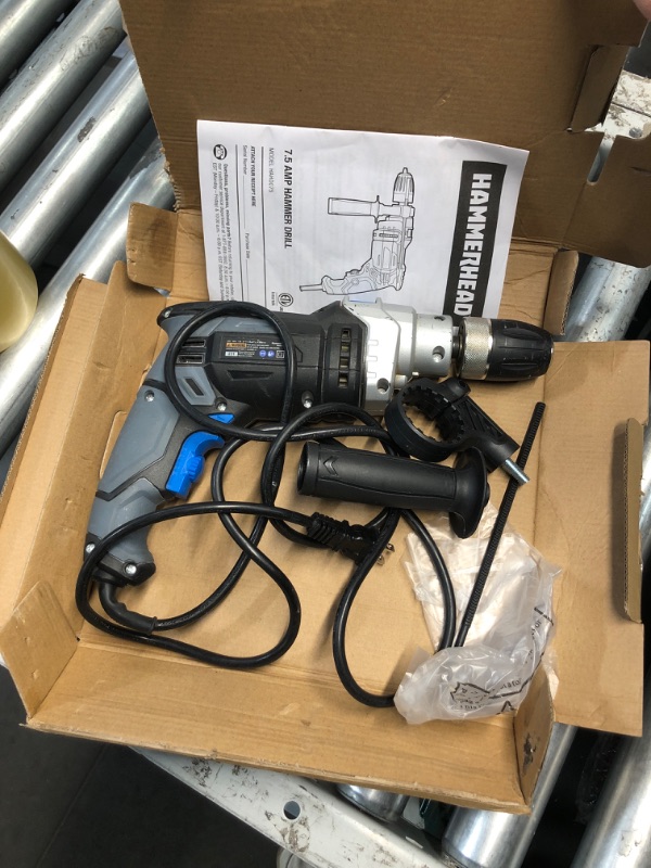 Photo 2 of (READ FULL POST) Hammerhead 7.5-Amp 1/2 Inch Variable Speed Hammer Drill with 3pcs Metal Bit and 3pcs Concrete Bit - HAHD075