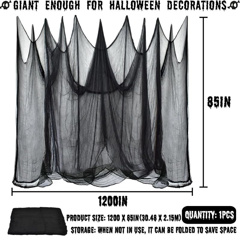 Photo 3 of (READ FULL POST) ZeeDix Halloween Black Creepy Cloth 85in x 100ft Giant Halloween Cloth Home Deco Spooky Scary Gauze Cloth for Halloween Party Supplies Haunted Houses Outdoor Yard Wall Doorways Decoration