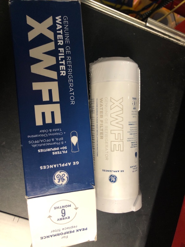 Photo 2 of ***FACTORY SEALED*** GE XWFE Refrigerator Water Filter, Genuine Replacement Filter, Certified to Reduce Lead, Sulfur, and 50+ Other Impurities, Replace Every 6 Months for Best Results, Pack of 1