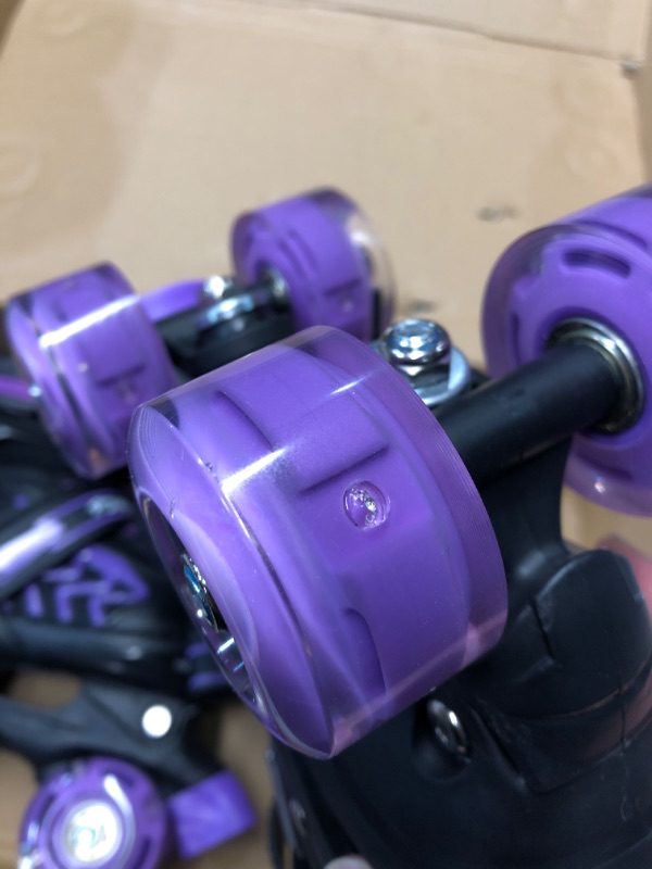 Photo 4 of (READ FULL POST) Kids Roller Skates for Girls Ages 5-8 6-12, Adjustable 4 Sizes Quad Girls Skates for Beginner, Black&Purple (31-34) 