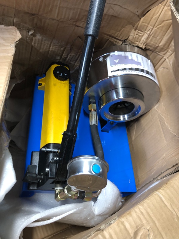 Photo 5 of ***HEAVILY USED AND DIRTY - MISSING PARTS - UNABLE TO VERIFY FUNCTIONALITY - SEE PICTURES***
Hydraulic hose crimper with 8 dies, hydraulic line crimping tool for most braided hose diameters 0.24” - 1.7”