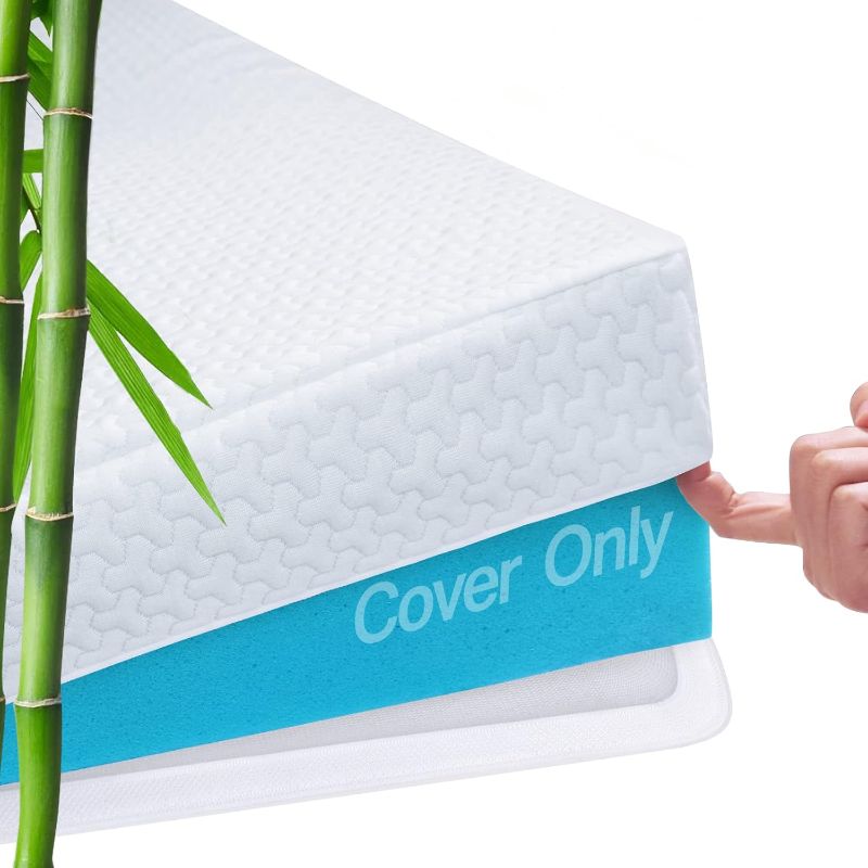 Photo 1 of (READ FULL POST) Lucid 3 Inch Mattress Topper Cover with Zipper – Twin Cover Only,White, Queen