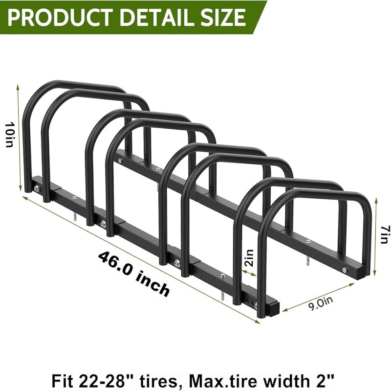 Photo 3 of (READ FULL POST) WALMANN 4 Bikes Floor Bike Stand, Bike Parking Rack Garage Bike Storage Stand Indoor/Outdoor 22-28" Wheel Stand, Max. Tire Width 2"