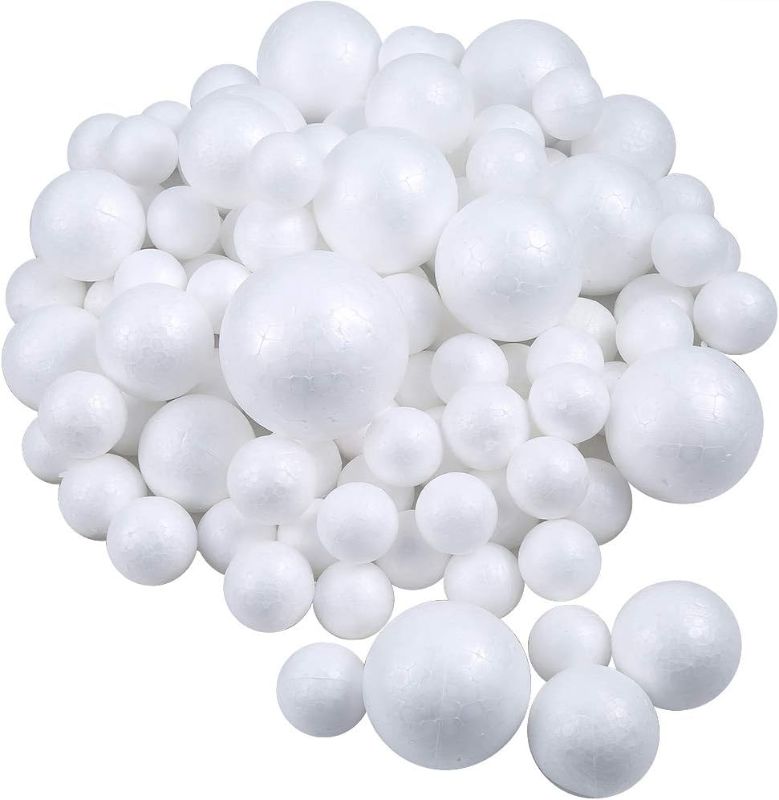 Photo 1 of **MISSING PIECES**
Pllieay 100 Pieces 5 Sizes White Foam Balls Polystyrene Craft Balls Art Decoration Foam Balls for DIY Art Craft, School Projects and Christmas Decoration