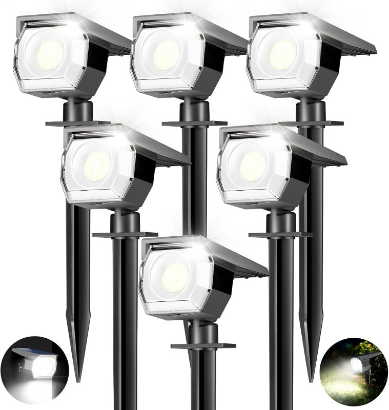 Photo 1 of (READ FULL POST) Peasur 6 Pack Solar Lights Outdoor, Solar Powered Spot Uplights Waterproof with 3 Modes 2-in-1 Auto On/Off Solar Spotlights Landscape Lighting Outside for Tree Plants Yard Garden Pathway
