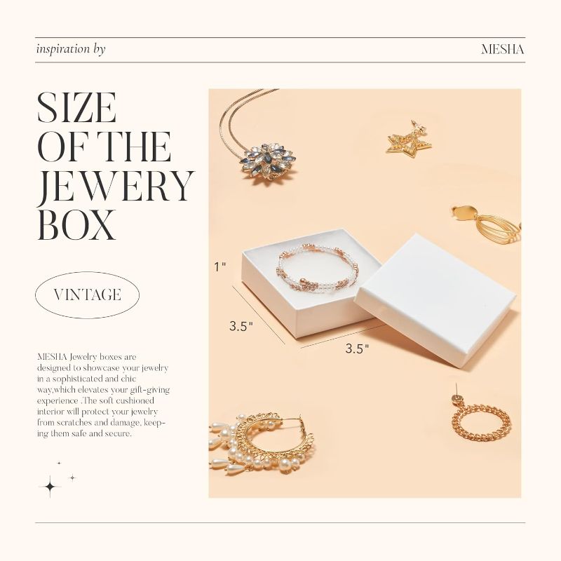 Photo 1 of (READ FULL POST) MESHA White Glossy Bracelet Boxes for Jewelry Gift 3.5x3.5x1''40 Pack, Small Gift Boxes for Jewelry Physical Online 