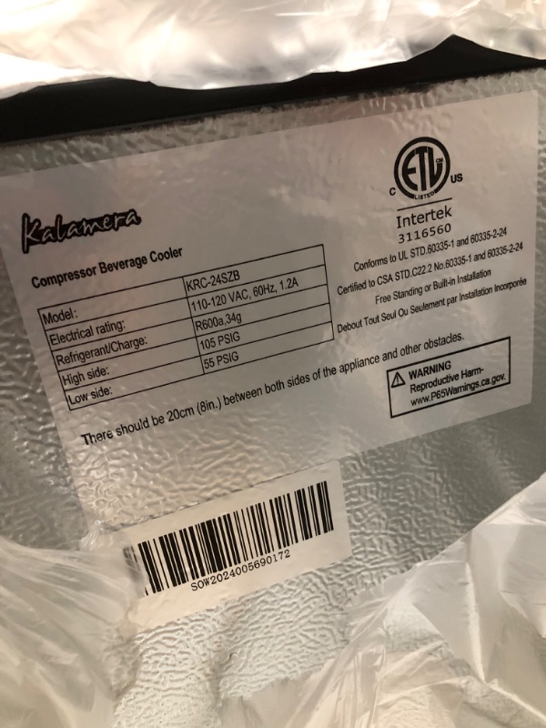 Photo 2 of **MINOR DENT ON BACK SIDE **UNABLE TO TEST**READ NOTES**
Kalamera 24 inch Beverage Refrigerator - 154 Cans Capacity Beverage Cooler- Fit Perfectly into 24" Space 