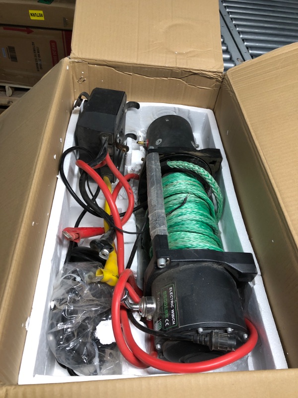 Photo 2 of **NON-REFUNDABLE** (PARTS) 
STEGODON Winch 9500lb Winch 12V Waterproof Electric Winch Synthetic Rope Winch (Green Rope)