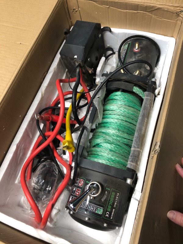 Photo 3 of **NON-REFUNDABLE** (PARTS) 
STEGODON Winch 9500lb Winch 12V Waterproof Electric Winch Synthetic Rope Winch (Green Rope)