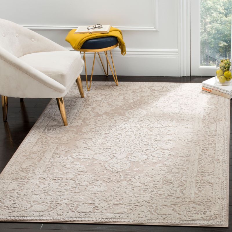 Photo 1 of ***USED - DIRTY - NO PACKAGING***
SAFAVIEH Reflection Collection Area Rug - 5' Square, Beige & Cream, Vintage Distressed Design, Non-Shedding & Easy Care, Ideal for High Traffic Areas in Living Room, Bedroom (RFT664A)