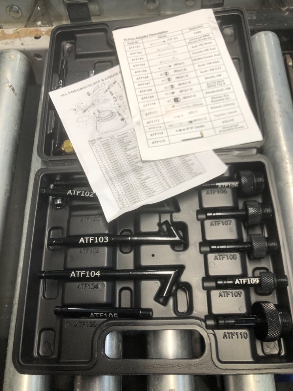 Photo 1 of Handor 10L Pneumatic Fluid Extractor Dispenser Set Transmission Fluid Pump with 15pcs ATF Adapters ATF Refill Tool Kit Automotive Pneumatic Oil Extractor