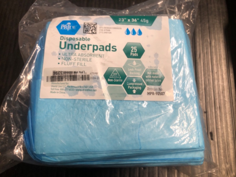 Photo 2 of ***FACTORY SEALED*** Medpride Disposable Underpads 23'' x 36'' 25-Count Incontinence Pads, Bed Covers