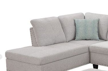 Photo 1 of ***L shape part only***Devion Furniture Polyester Fabric Sectional Sofa with Ottoman-Light Gray