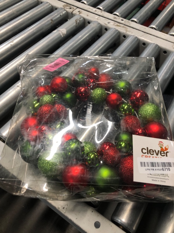 Photo 2 of (READ FULL POST) Clever Creations Christmas Ornament Wreath Bright Red and Green Festive Holiday Décor Classic Theme Lightweight Shatter Resistant Great for Indoor/Outdoor Use 12" Diameter