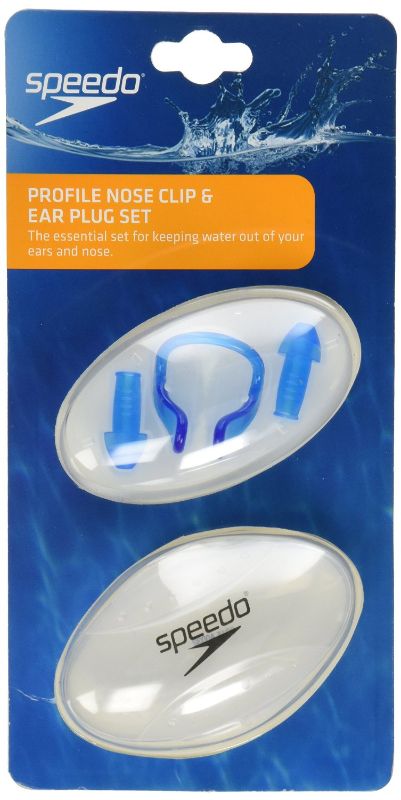 Photo 1 of **five pack bundle** Speedo Profile Nose Clip and Ear Plug Set with Case Blue
