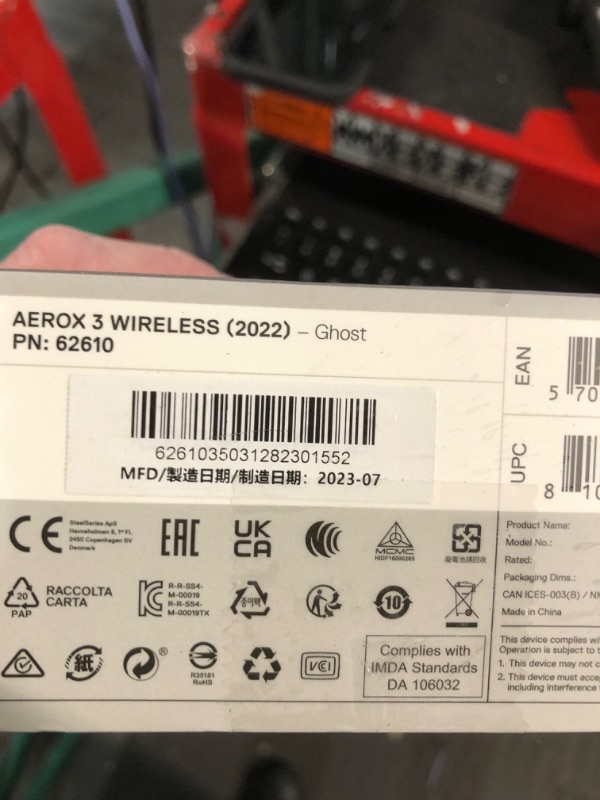 Photo 4 of **missing charger** SteelSeries Aerox 3 Wireless - Holey RGB Gaming Mouse - 18K DPI TrueMove Air Optical Sensor - Ultra-Lightweight Water Resistant Design - Ghost