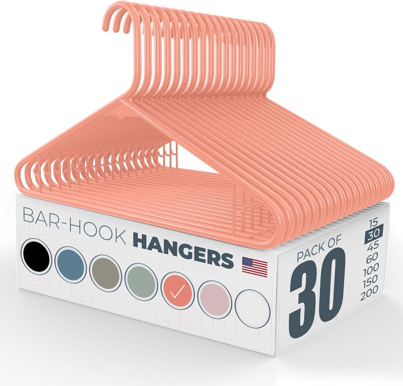 Photo 1 of (READ FULL POST) 15pk Made in USA Strong Plastic Clothes Hangers Bulk | 20 30 50 100 Pack Available | Laundry Clothes Hanger | Coat Hangers Plastic | Heavy Duty Plastic Hanger for Closet and Clothing Hangars (Peach)
