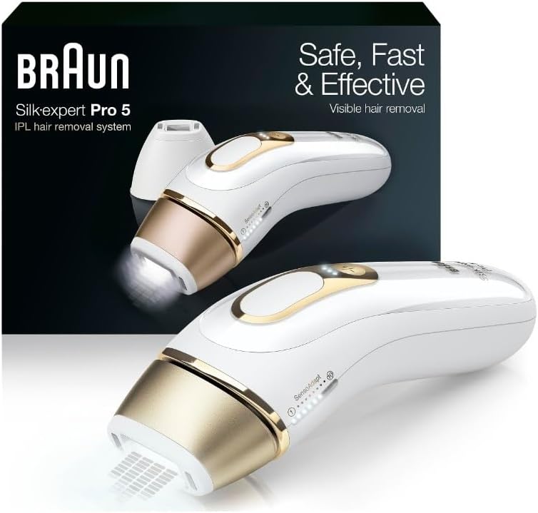 Photo 1 of ***Prev Opened. Missing One Head Attachment*** Braun IPL at Home Laser Hair Removal for Women and Men, Silk Expert Pro 5 PL5137 with Venus Swirl Razor, Long-Lasting Reduction in Hair Regrowth for Body & Face, Corded, PL5137