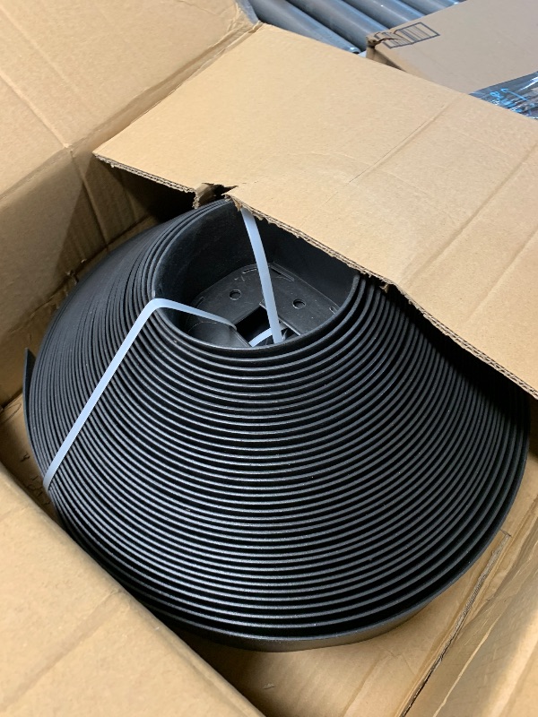 Photo 1 of (MISSING METAL STAKES) AGTEK 98FT Plastic Landscape Edging Kit 3inch Height No-Dig Garden Edging Border Lawn Edging Roll for Flower Bed Lawn Yard, Black, with 60 Anchoring Spikes