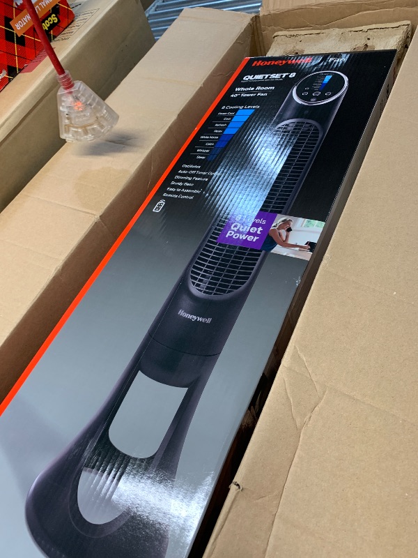 Photo 1 of ***(PARTS ONLY/ MAJOR DAMAGE/ NON FUNCTIONAL)***Honeywell QuietSet Whole Room Tower Fan-Black, Oscillating Tower Fan with Remote, HYF290B