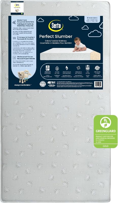 Photo 1 of (for mini crib) Serta Perfect Slumber Dual Sided Crib and Toddler Mattress - Waterproof - 