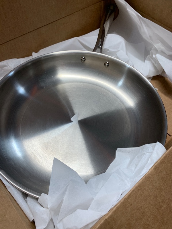 Photo 1 of (FAIR) (MISSING LID) 12" Stainless Steel Frying pan W/Lid, 3-Ply Stainless Steel Pan, Induction, Oven Broiler Safe 600F Skillet, Professional Cookware, Silver