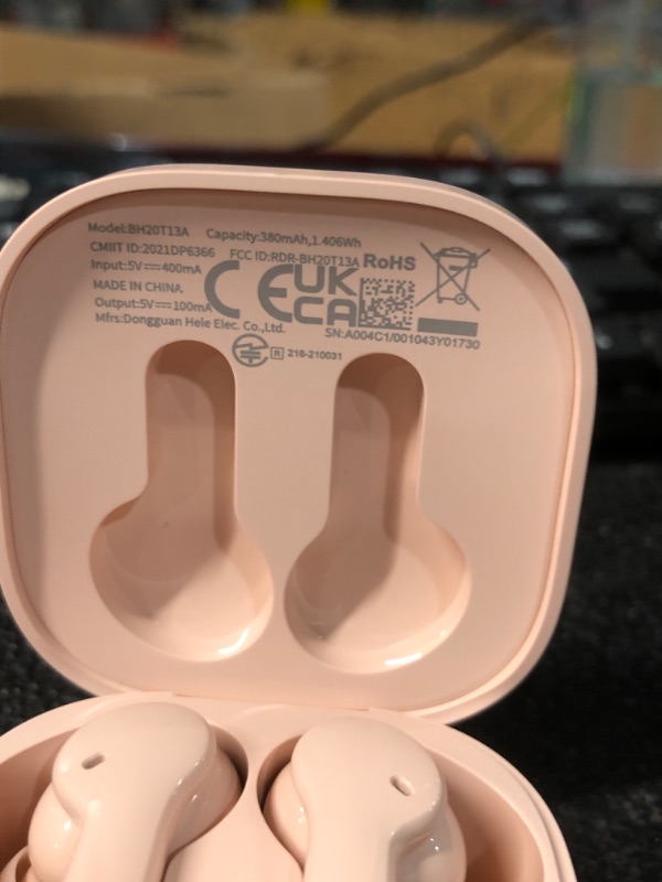 Photo 2 of (MISSING CHARGER CORD) QCY T13 True Wireless Earbuds Bluetooth 5.1 Headphones Touch Control with Charging Case Waterproof Stereo Earphones in-Ear Built-in Mic Headset 40H Playtime (Pink)