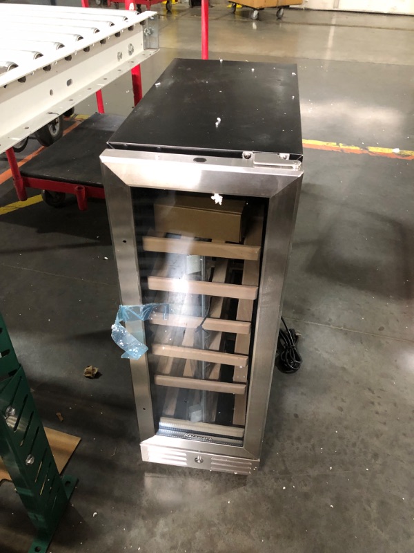 Photo 2 of ***USED - MAJOR DAMAGE - NO PACKAGING - SEE COMMENTS***
Kalamera Mini Fridge 18 Bottle - 12 inch Wine Cooler Refrigerator, Built-in or Freestanding, with Stainless Steel & Double-Layer Tempered Glass Door, and Temperature Memory Function Wine Fridge