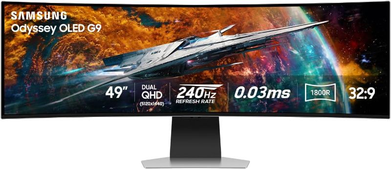 Photo 1 of ***SEE NOTES***
SAMSUNG 49" Odyssey OLED G9 (G95SC) Series Curved Smart Gaming Monitor, 240Hz, 0.03ms, G-Sync Compatible, Dual QHD, Neo Quantum Processor Pro, LS49CG954SNXZA, 2023
