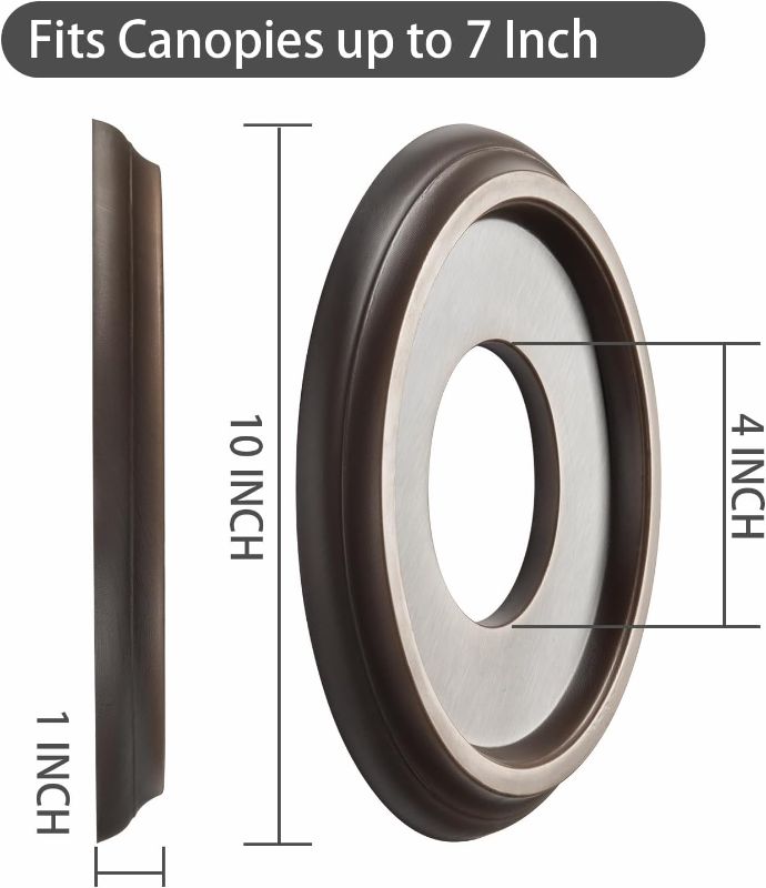 Photo 3 of (READ FULL POST) 2 Pack Molded PU Ceiling Medallion for Light Fixtures and Ceiling Fans, 10"OD x 4"ID x 1-2/8 "P ?Wood Grain Oil Rubbed Bronze?
