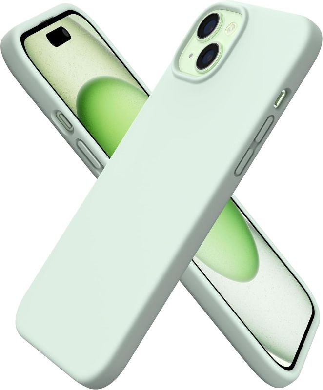 Photo 1 of (READ FULL POST) ORNARTO Compatible with iPhone 15 Plus Case 6.7", Slim Liquid Silicone 3 Layers Full Covered Soft Gel Rubber Cover Protective Phone Case with Anti-Scratch Microfiber Lining-Green
