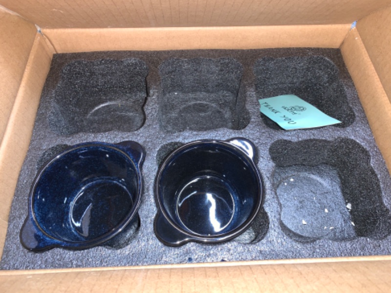 Photo 2 of ***2 PIECES***
Creme Brulee Ramekins Ceramic Bowls - VICRAYS Mini Custard Cups 8 oz oven Safe Bowls Souffle Dishes for Baking Individual Casserole Dipping Sauce Pioneer Woman Bakeware Set of 6, Blue