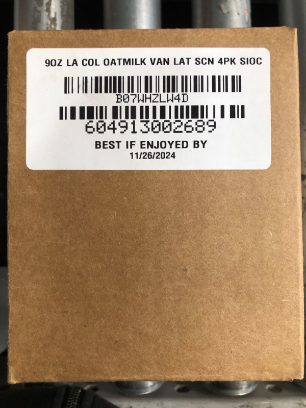 Photo 3 of (PALLET PICKUP ONLY  EXP: 11/26/2024 *** NON-REFUNDABLE***)  La Colombe Vanilla Draft Latte with Oatmilk - 9 Fl. Oz. 4 Pack - 100% Arabica Brazilian Cold Brew Coffee with Nitrous-Infused Oatmilk, Dairy-Free Vegan Latte, 120mg Natural Caffeine