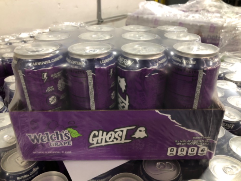 Photo 2 of (PALLET PICKUP ONLY  EXP: 12/20/2025 *** NON-REFUNDABLE***) GHOST Energy Drink - 12-Pack, Welch's Grape, 16oz Cans - Energy & Focus & No Artificial Colors - 200mg of Natural Caffeine, L-Carnitine & Taurine - Gluten-Free & Vegan