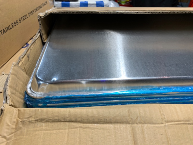 Photo 1 of ***CORNERS DENTED - MIDDLE SCRATCHED**
FSUON 6 Pack Full Size Baking Sheet Pan, Aluminum Commercial Cookie Sheet Pan, Durable & Anti-Stick 26”x 18”