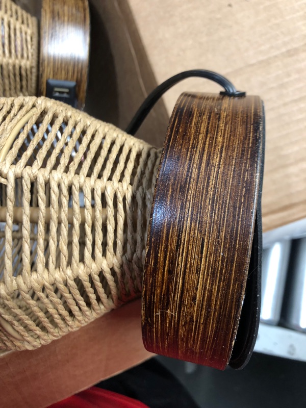 Photo 5 of ***DAMAGED - CRACKED AND CROOKED - SEE PICTURES***
27.5” Tall Rattan Table lamps Set of 2, Wicker Lamps with USB C+A Ports, Farmhouse Boho Bedside Lamps with Linen Lampshade, Rotary Switch Nightstand Lamps for Bedroom Living Room A19 LED Bulb Included