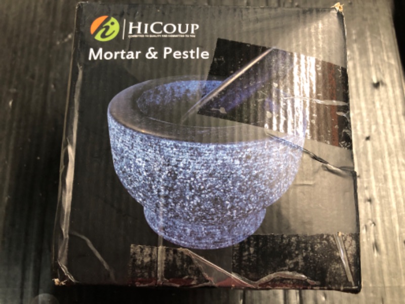 Photo 2 of ***STOCK PHOTO FOR REFERENCE ONLY*** HiCoup Kitchenware Mortar and Pestle - 6 Inch Stone Cup and Crusher Set - Large Capacity, Natural Granite Pestles for Herbs, Spices, Pesto, and Guacamole - Unpolished, Non-Porous, Dishwasher Safe Grinder - Kitchen Acce