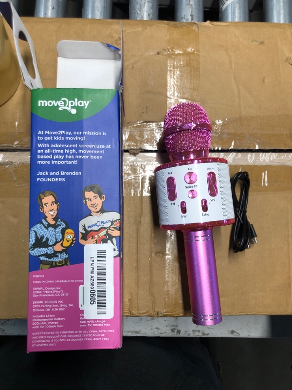 Photo 3 of (READ FULL POST) Move2Play, Kids Karaoke Microphone | Includes Bluetooth & 15 Pre-Loaded Nursery Rhymes | Birthday Gift for Girls, Boys & Toddlers | Girls Toy Ages 2, 3, 4-5, 6+ Years Old