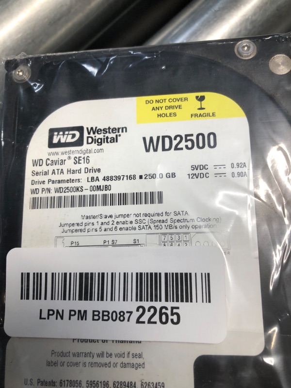 Photo 2 of ***STOCK PHOTO REFERENCE ONLY***
Western Digital Caviar SE 250 GB 3.5 Inch Hard Drive (WD2500JS)