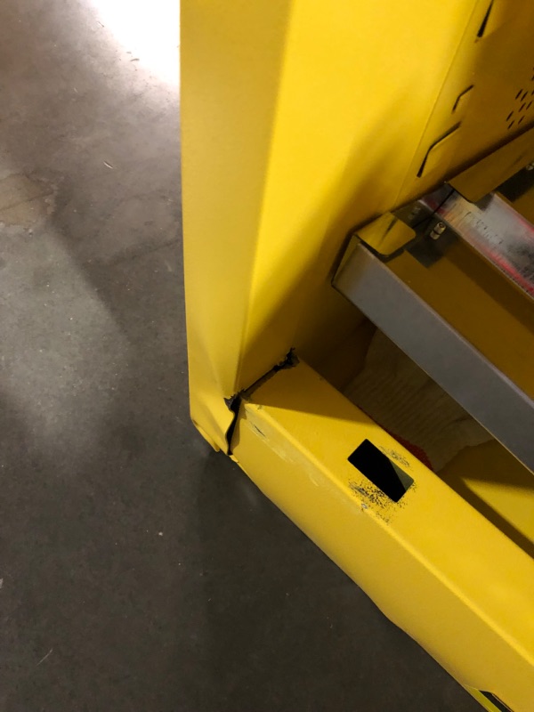 Photo 11 of ***NONREFUNDABLE - THIS SALE FINAL -  PARTS ONLY - SEE COMMENTS***
Justrite 12 Gallon Self Close Countertop Flammable Storage Cabinet, 18 Gauge Steel, 1 Shelf, 1 Door Fire Cabinet, 35" x 23" x 18", Made in The USA, Yellow, 891220, 18"D x 23.25"W x 35"H