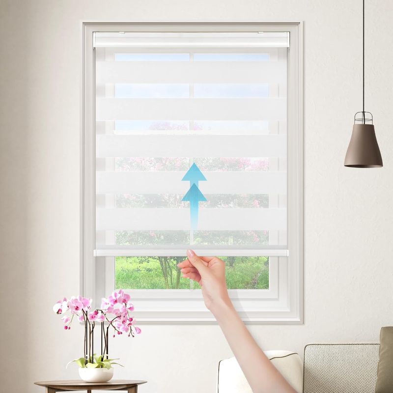 Photo 1 of *** FACTORY SEALED***brown color****GENIMO Zebra Blinds for Windows, Dual Layer Roller Window Shades, Sheer Window Treatments Privacy Light Control for Day and Night, Mini Blinds for Home, Office, Easy to Install,