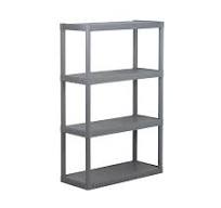 Photo 1 of  Project Source Plastic 4-Tier Utility Shelving Unit (34.75-in W x 15.06-in D x 52.625-in H), Gray, (50-lb Capacity Per Shelf)
