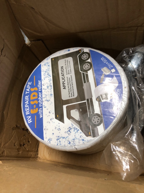 Photo 3 of *** FACTORY SEALED***E-SDS RV Roof Sealant Tape 4" x50' with Rubber Roller, UV & Waterproof White Tape for Roof Repair, Window, Boat Sealing, Truck and Camper Leaks