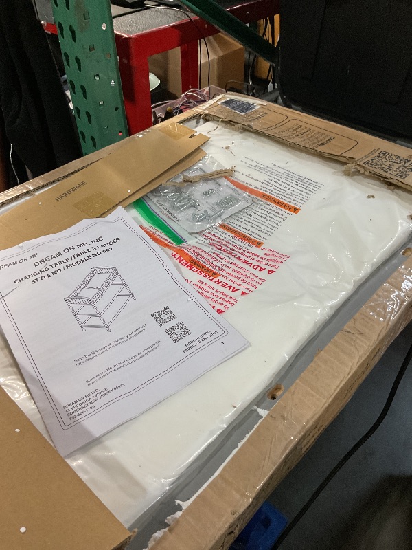 Photo 1 of (Used)(damaged upon inspection)Dream On Me Emily Changing Table In Steel Grey, Comes With 1" Changing Pad, Features Two Shelves, Portable Changing Station, Made Of Sustainable New Zealand Pinewood