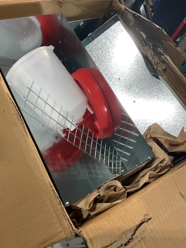 Photo 1 of (Damage)SPITHA Automatic Chicken Feeder - Large Metal Poultry Feeder 35lbs Capacity with Treadle Chicken Feeders No Waste Auto Food Dispenser for Chickens Coop Accessories Chicken Food for Laying Hens.