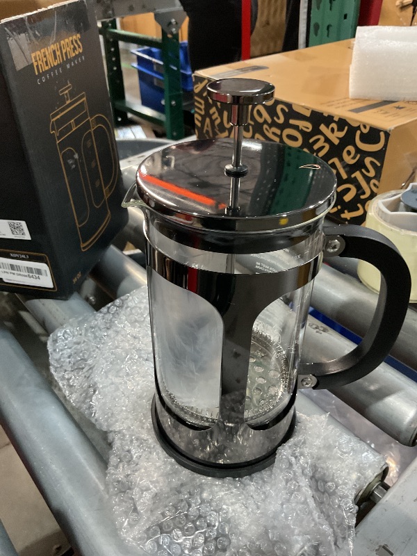 Photo 1 of BAYKA French Press Coffee Maker 34 Ounce 1 Liter, Borosilicate Glass Stainless Steel Brewer, Large Portable Cold Brew Cafetera Teapot for Kitchen Travel Camping Coffee Bar Accessories, Dark Pewter