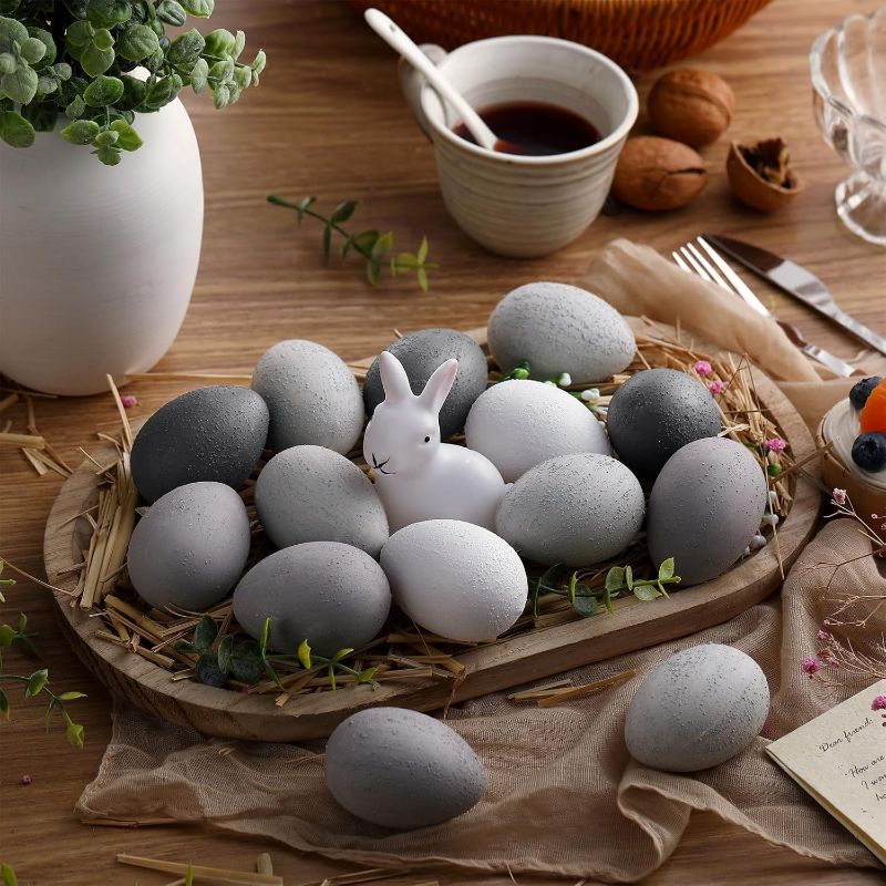 Photo 1 of 24 Pcs Easter Speckled Eggs Textured Plastic Eggs Neutral Easter Decor Pastel Fake Chicken Eggs Easter Bowl Basket Vase Fillers Rustic Spring Easter Decor for Home Table Egg Hunts (Earthy Tones)