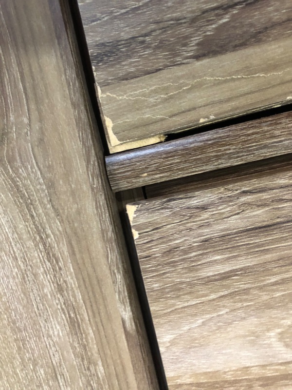 Photo 1 of (used)(see all images) Signature Design by Ashley Zelen Rustic Contemporary 5 Drawer Chest of Drawers, Warm Gray