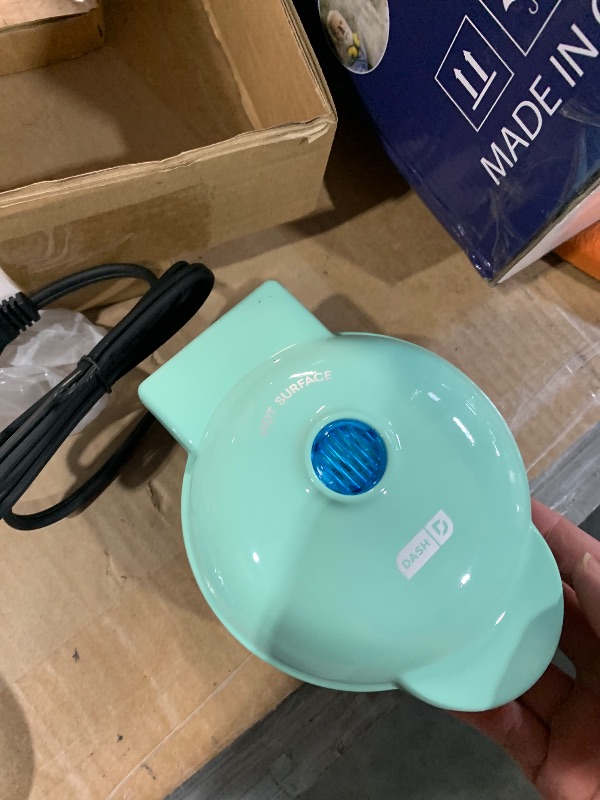 Photo 1 of (POWER TESTED) DASH Mini Maker Electric Round Griddle for Individual Pancakes, Cookies, Eggs & other on the go Breakfast, Lunch & Snacks with Indicator Light + Included Recipe Book - Aqua,4 Inch